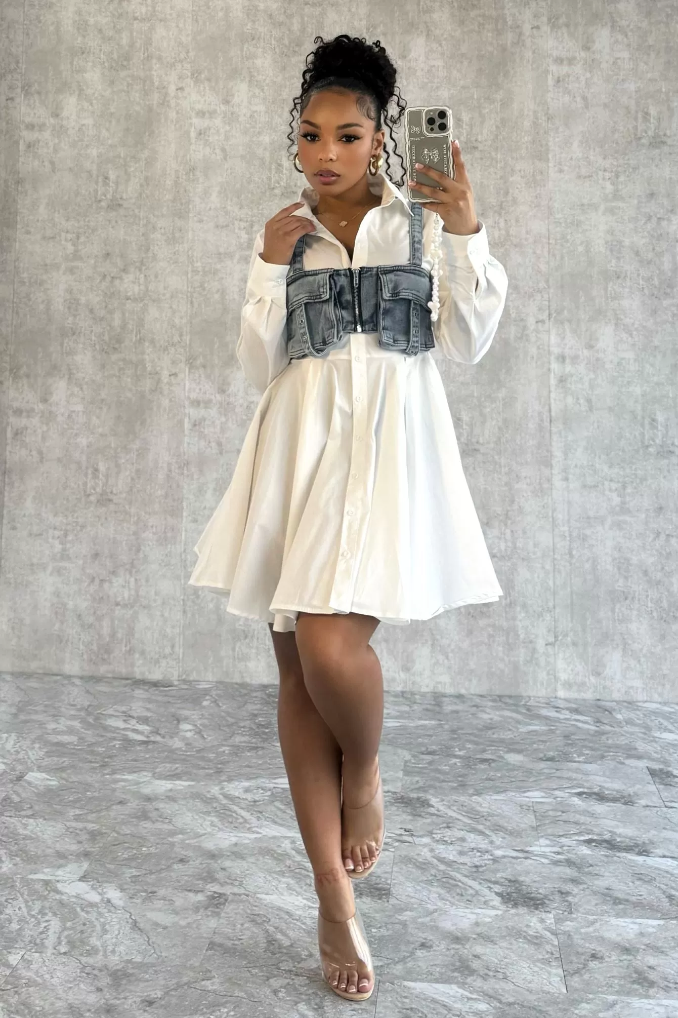 True Desire Poplin Button Up Shirts Dress