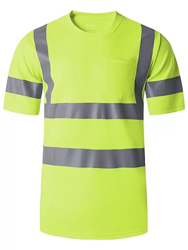 Ubon Safety Shirts for Men, Reflective High Visibility Construction Shirts Short Sleeve Work Shirts 3-Pack