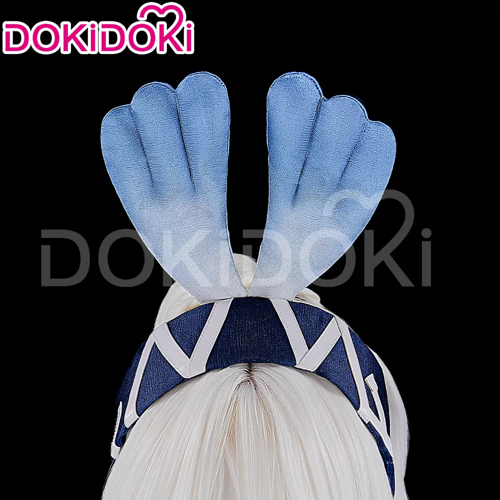 【Wig Ready For Ship】DokiDoki Game Genshin Impact Cosplay Mualani Wig / Accessories Headwear Long Straight White Blue Hair Natlan