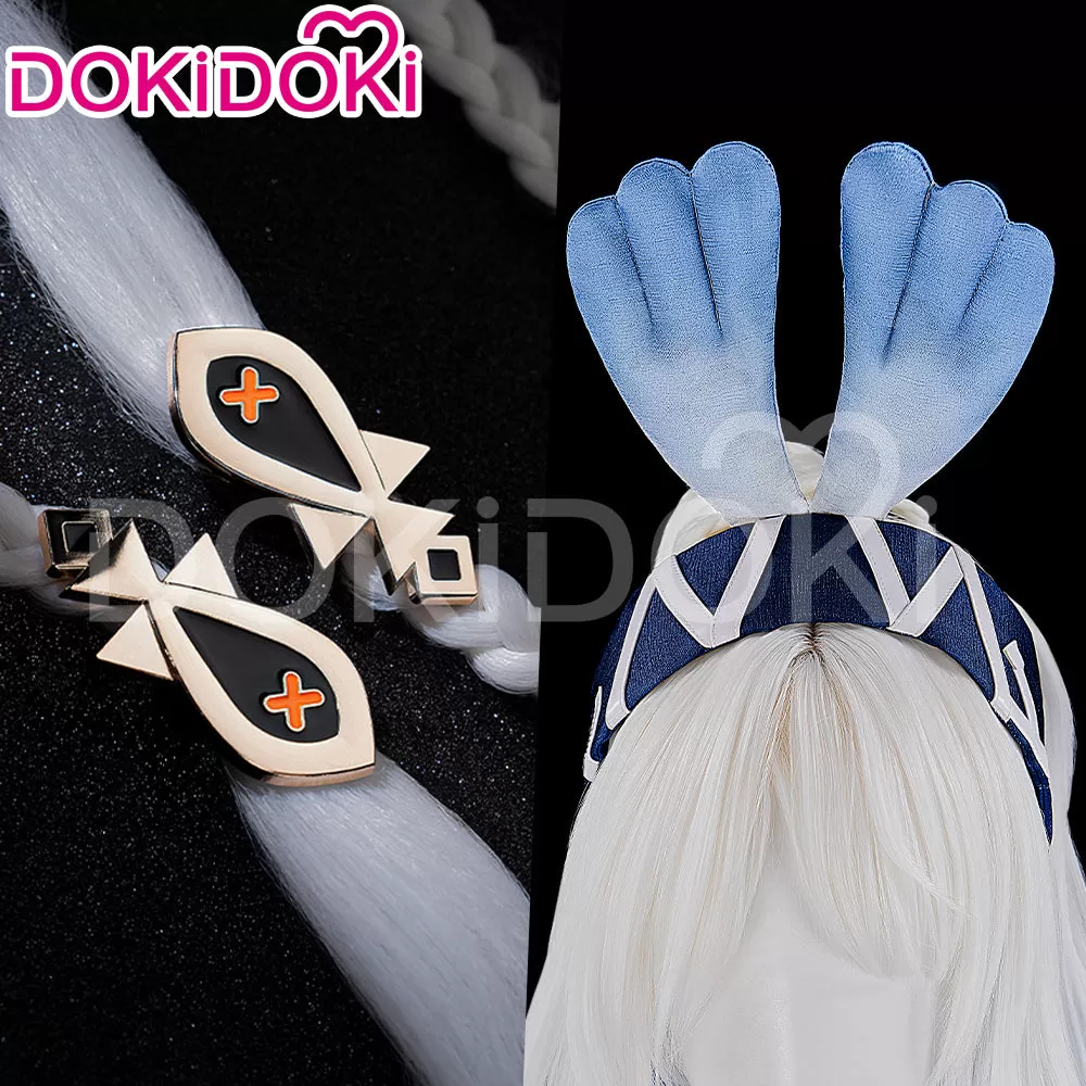 【Wig Ready For Ship】DokiDoki Game Genshin Impact Cosplay Mualani Wig / Accessories Headwear Long Straight White Blue Hair Natlan