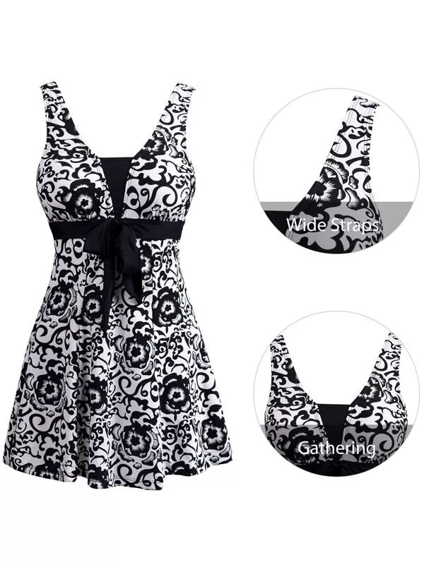 Women's Modest One Piece Swimsuit Slimming Bathing Suits Swim Dress