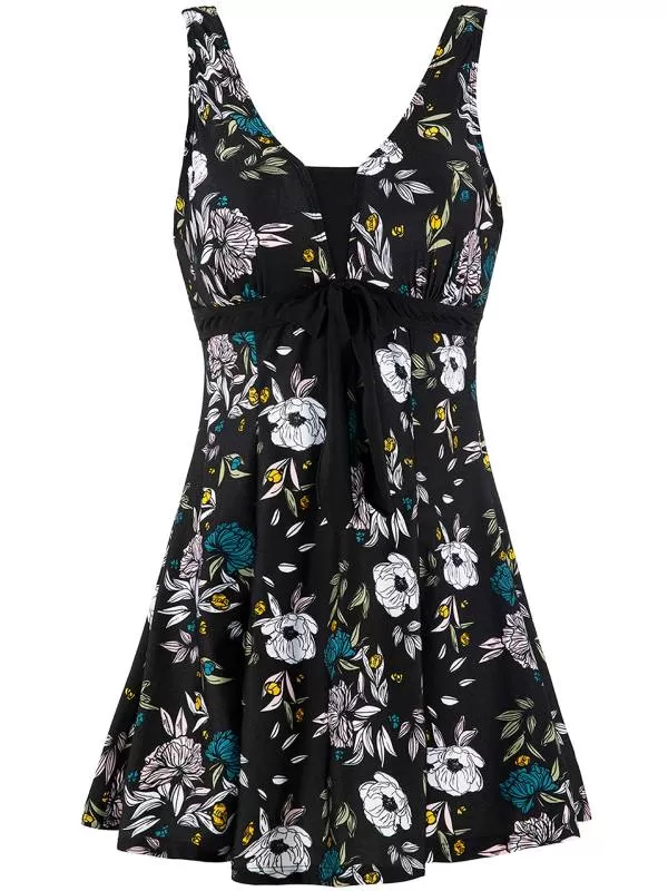 Women's Push Up One Piece Swimsuit Floral Slimming Swimdress